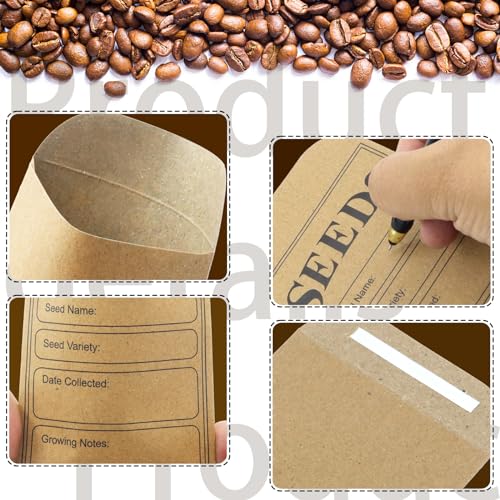 LOTMER 200 Pieces Seed Saving Envelopes, 3.2x4.8 Inch Seed Packets Envelope, Sealing Kraft Seed Packets Envelope for Fruit Vegetable - Image 3