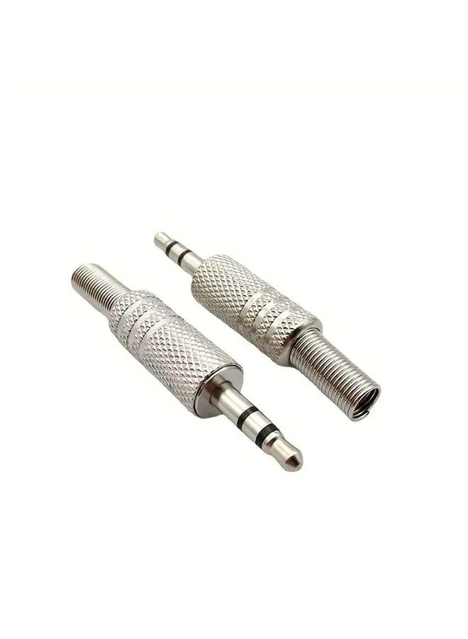 2 Pcs Nickel Plated 3.5mm Stereo Audio Plugs Headphone Jacks - Image 1