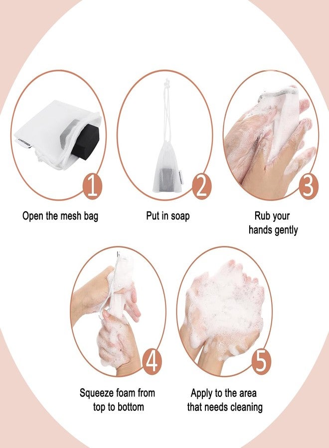 wome Shampoo Body Wash Conditioner Bag Compatible With Kitsch: Bar Soap Holder 3 Pcs for Shower Travel Soap Saver Bag Mesh Pouch with Labels for Shampoo Conditioner Bars Quick-Dry Eco-Friendly (3 white) - Image 4