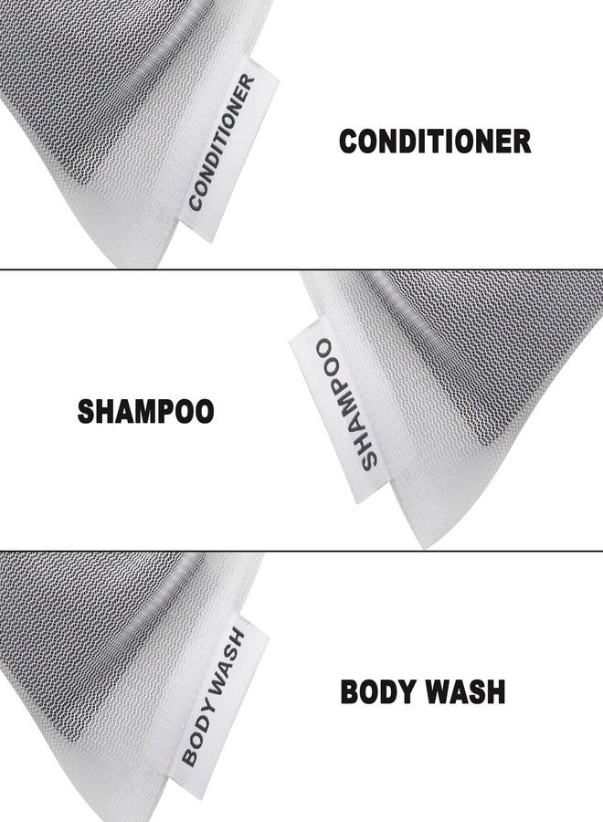 wome Shampoo Body Wash Conditioner Bag Compatible With Kitsch: Bar Soap Holder 3 Pcs for Shower Travel Soap Saver Bag Mesh Pouch with Labels for Shampoo Conditioner Bars Quick-Dry Eco-Friendly (3 white) - Image 2