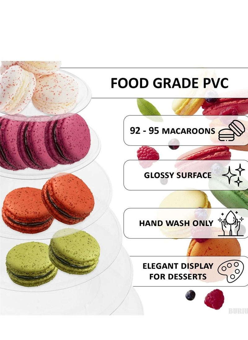 6 Tier Round Plastic Macaron Tower Stand, Macarons Holder, Macaroon Cake Tower Display Stand for Dessert Display, Macaroon Tower Stand Cake Display Tier Round Stand for Wedding, Birthday Party - Image 2