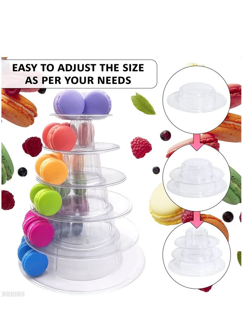 6 Tier Round Plastic Macaron Tower Stand, Macarons Holder, Macaroon Cake Tower Display Stand for Dessert Display, Macaroon Tower Stand Cake Display Tier Round Stand for Wedding, Birthday Party - Image 3