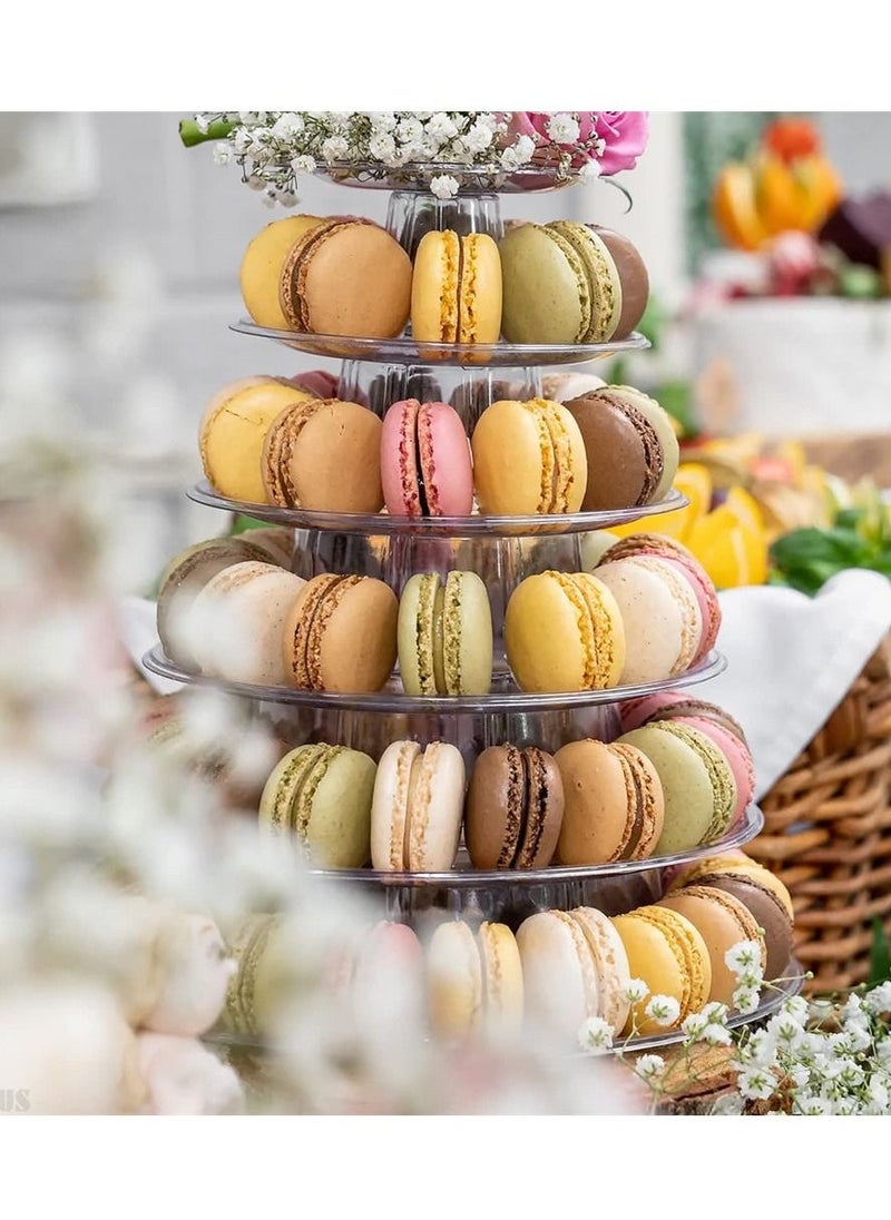 6 Tier Round Plastic Macaron Tower Stand, Macarons Holder, Macaroon Cake Tower Display Stand for Dessert Display, Macaroon Tower Stand Cake Display Tier Round Stand for Wedding, Birthday Party - Image 4