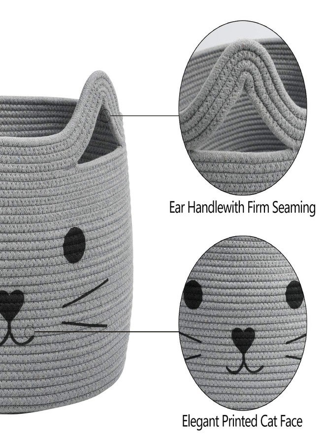 RUGSZONE GOODIE® -Small Cat Storage Basket, Black Cute Basket for Toys, Dog Toy Basket, Woven Rope Basket for Organizing, Empty Gift Basket for Baby, Black, 9.8 x 4 inches (Grey, 15X11) - Image 3