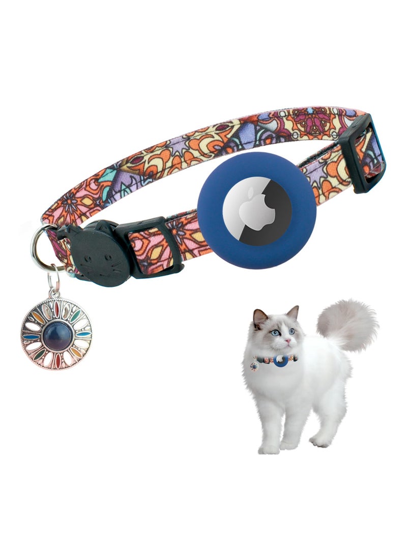 SYOSI Airtag Cat Collar Breakaway,Kitten Collar for Apple Air Tag Holder and Bell for Girl Boy Cats, 0.4 Inches in Width and Lightweight(Dark Blue) - Image 1