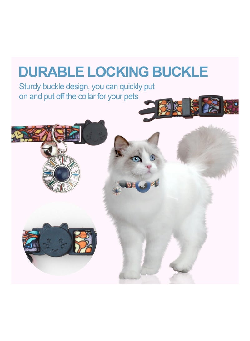 SYOSI Airtag Cat Collar Breakaway,Kitten Collar for Apple Air Tag Holder and Bell for Girl Boy Cats, 0.4 Inches in Width and Lightweight(Dark Blue) - Image 2