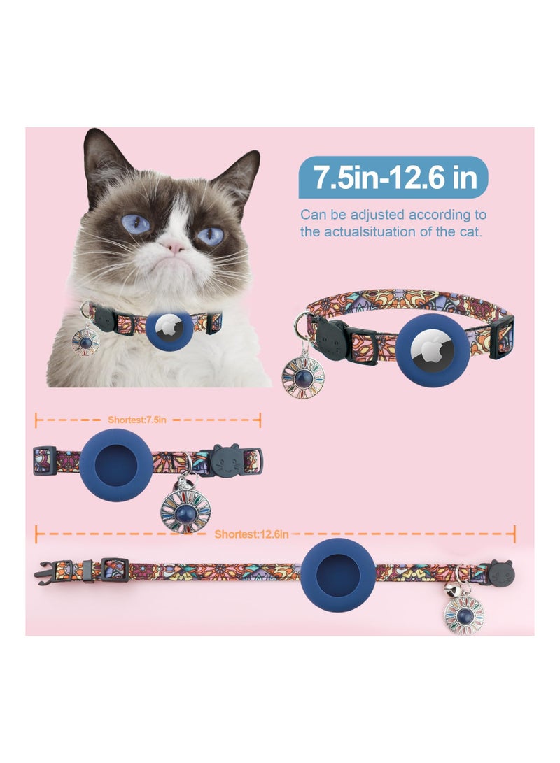 SYOSI Airtag Cat Collar Breakaway,Kitten Collar for Apple Air Tag Holder and Bell for Girl Boy Cats, 0.4 Inches in Width and Lightweight(Dark Blue) - Image 4