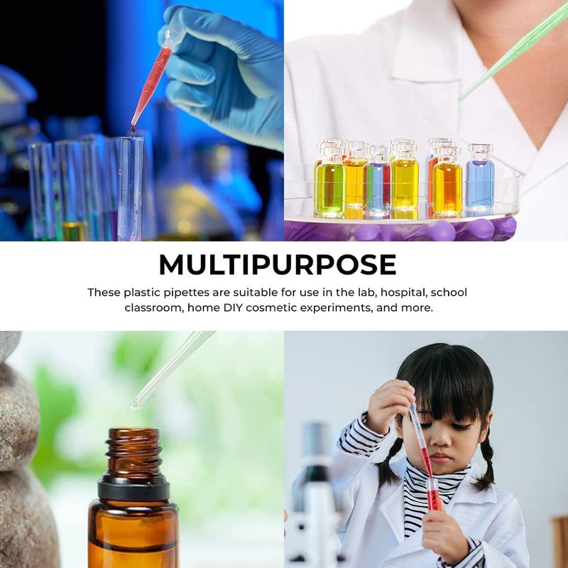 DIY4U DIY4U 3ml Pack of 50 Reusable Dropper Pipette Squeeze Dropper Transfer Liquid Tube Ink Filler Graduated Pipettes for Science Lab Experiments - Image 4