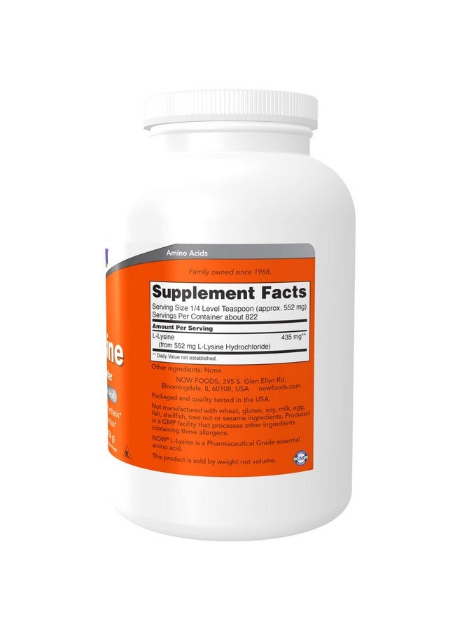 now Supplements Llysine (Llysine Hydrochloride) Powder Supports Collagen Synthesis* Amino Acid 1Pound  - Image 3