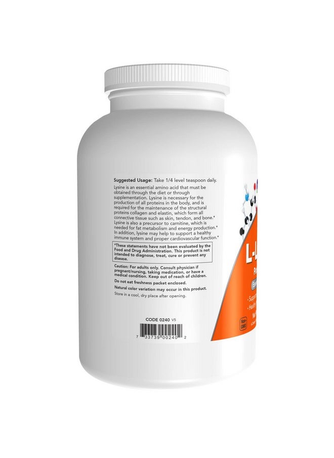 now Supplements Llysine (Llysine Hydrochloride) Powder Supports Collagen Synthesis* Amino Acid 1Pound  - Image 4