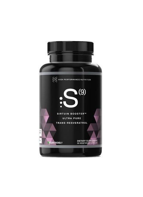 S(9) Sirtuin Booster Ultra Pure Trans Resveratrol Healthy Aging Antioxidant Supplement, High Performance Nutrition, 30 Capsules