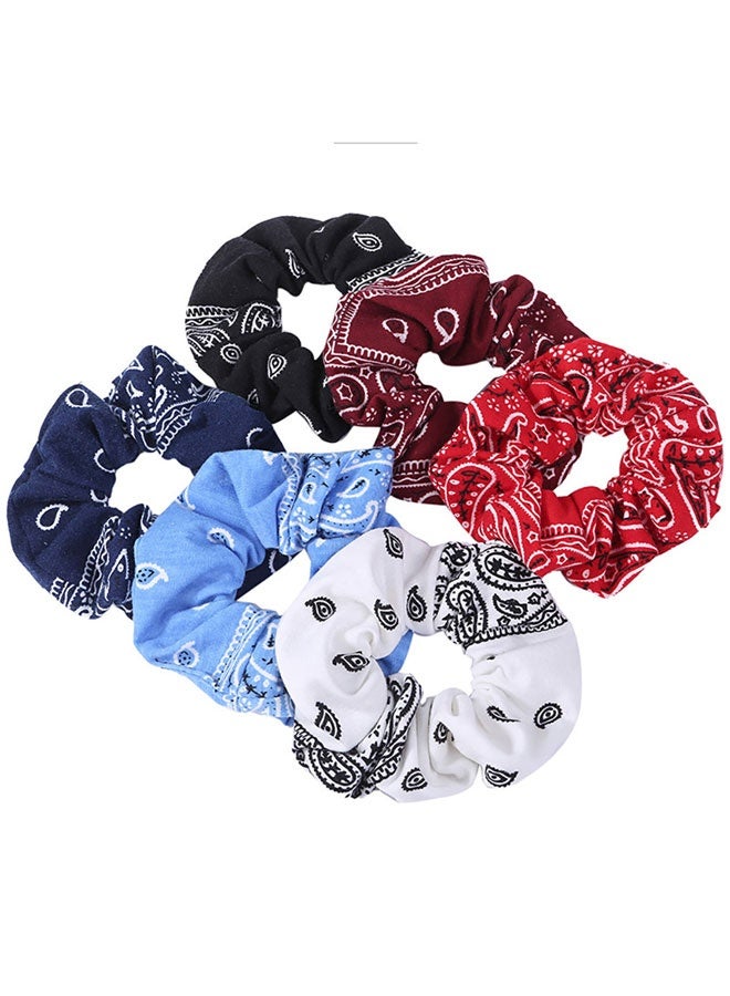وهاواي 6pcs Bandana Scrunchies for Hair, Elastic Soft Fabric Hair Scrunchies Hair Ties Ponytail Holder Elastic Hair Bands Accessories Color Assorted - Image 4
