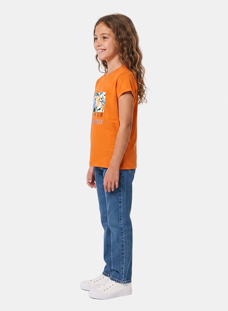 Andora Regular Fit Slip On Printed Girls T-Shirt - Orange - Image 2