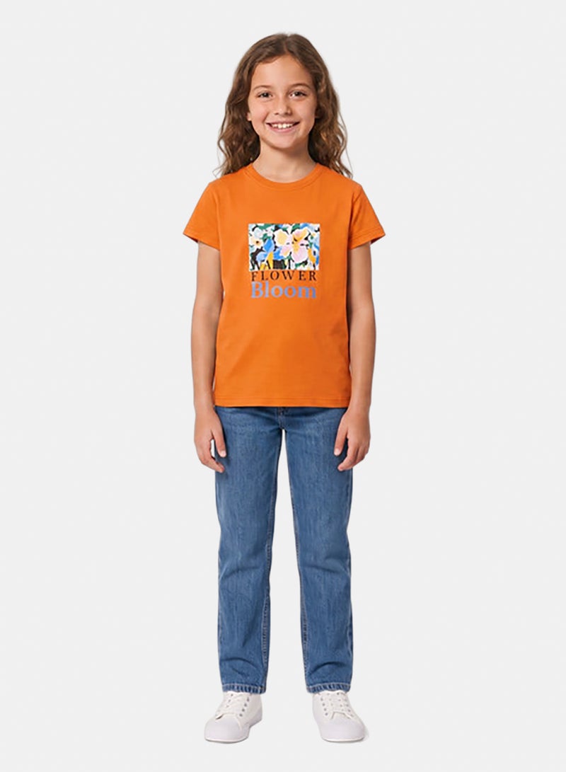 Andora Regular Fit Slip On Printed Girls T-Shirt - Orange - Image 1
