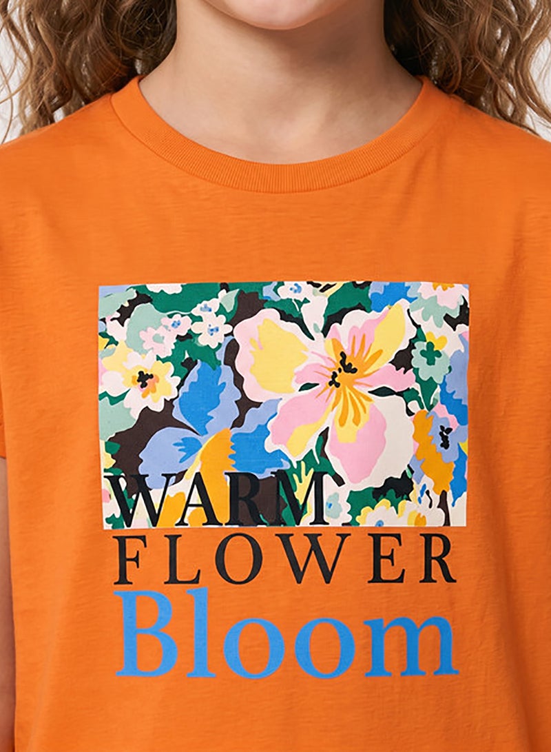 Andora Regular Fit Slip On Printed Girls T-Shirt - Orange - Image 3