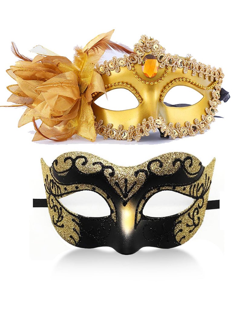 NajmStyle Masquerade Mask For Couples Venetian Halloween Costume Ana Lace Masks Women's Mens - Image 1