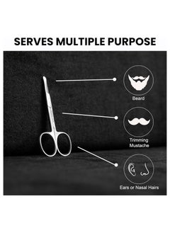 RUBAB MEN RUBAB MEN Nasal Safety Personal Grooming Scissor for Nose Hair, Beard, Mustache and Eyebrow | Safety Blunt Round Tip & Heavy Duty Non Rusting SS Metal | Travel Friendly  - Image 3