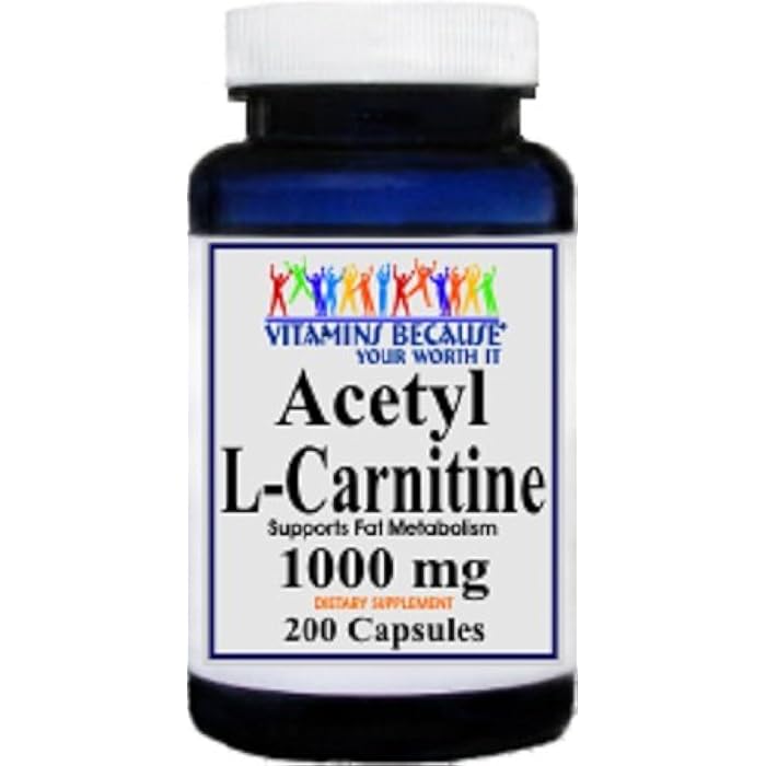 Vitamins Because أسيتيل L-كارنيتين 1000 ملغ 200 كبسولة - Image 1
