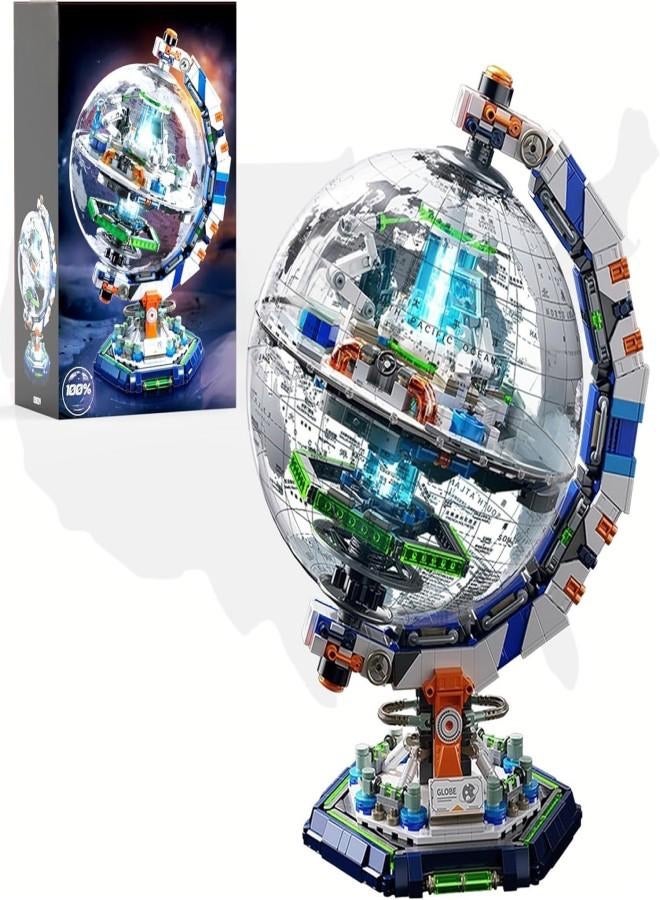 Space Station Globe Building Set for Adults & Boys, 1793 Pieces World Map Display Model Kit with Dual Illumination Modes, 360° Rotatable Educational Stem Toys Gifts for Kids 8-14 Boys Girls - Image 2