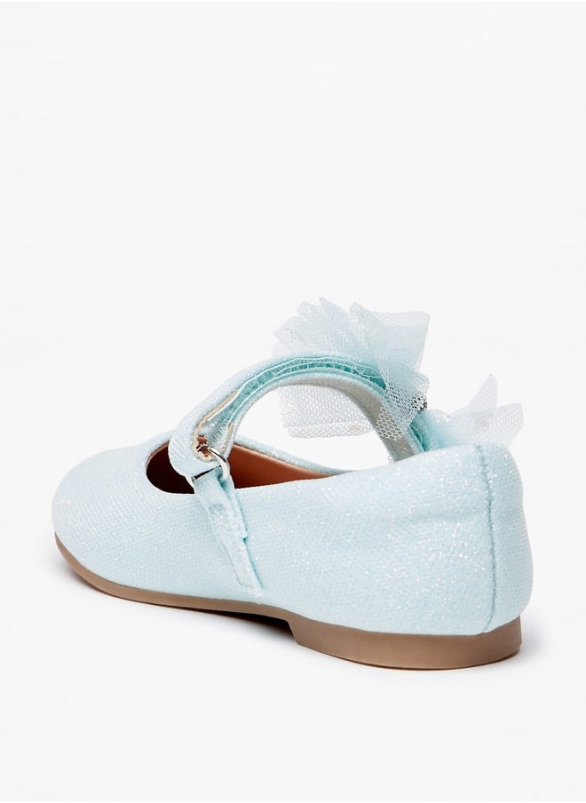 JUNIORS Girls Embellished Bow Ballerina Shoes with Hook and Loop Closure  - Image 3