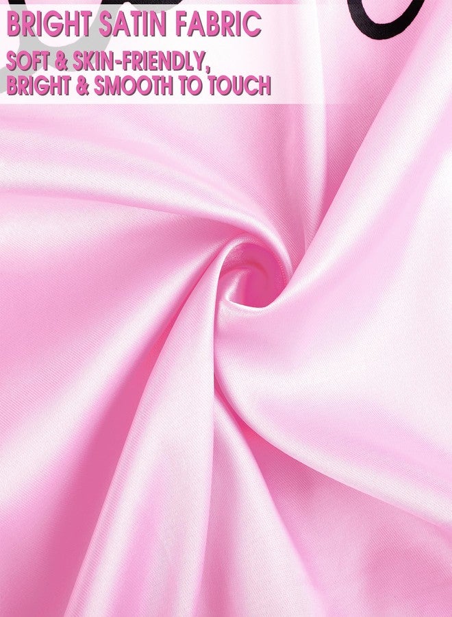 SOMSOC 5 Pieces 1950s Women Pink Satin Jacket with Polka Dot Scarf Headband Earrings Eye Glasses Halloween Party Costume Set - Image 4