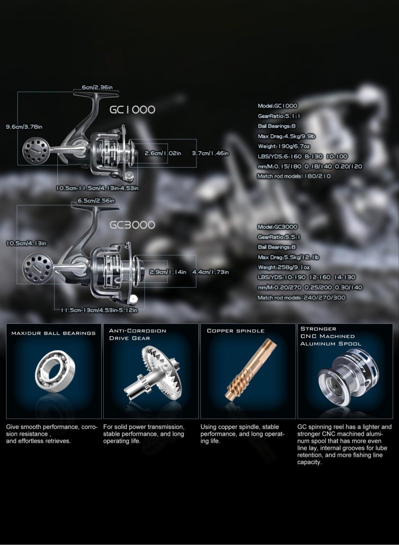 Arabest Fishing Rod and Reel Combo - Telescopic Fishing Pole with Spinning Reel, 3M, Medium Heavy Power, 10-20lb Line, Ambidextrous, Includes Rod, Reel, Line, Lures, Carry Bag & Accessories - Image 4