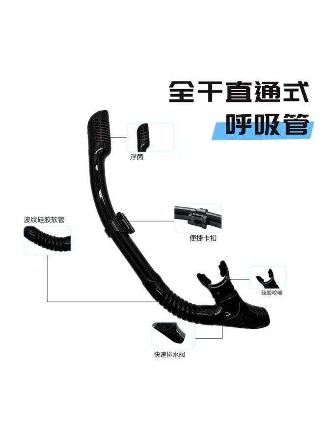 Whale Transparent Black Snorkeling 2-in-1 Set Diving Mask With Full Dry Snorkel For Adults, Prescription Lens Compatible, Swimming Diving Mask - Image 4