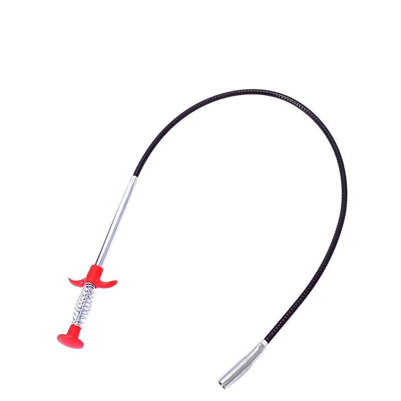 Drain Unclogging Hook - Long Flexible Spiral Pipe Cleaner with Red Handle and Sieve Mask, Perfect for Clearing Hair and Debris from Bathroom and Kitchen Drains - Image 1