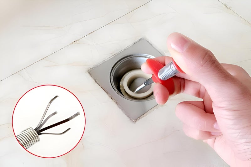 Drain Unclogging Hook - Long Flexible Spiral Pipe Cleaner with Red Handle and Sieve Mask, Perfect for Clearing Hair and Debris from Bathroom and Kitchen Drains - Image 5