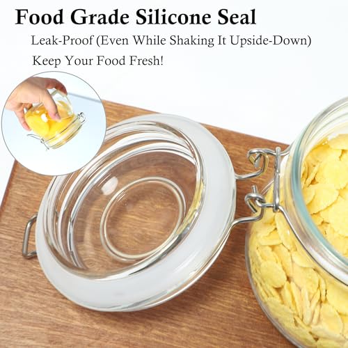 MBSRITY Glass Jars With Airtight Lid 16 Oz (Set Of 2) Wide Mouth Mason Glass Airtight Storage Canisters Leakproof For Coffee Sugar Nuts Spice Refrigerator Pickles & Preserves Tea For Fridge Kitchen Pantry - Image 4
