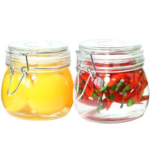 MBSRITY Glass Jars With Airtight Lid 16 Oz (Set Of 2) Wide Mouth Mason Glass Airtight Storage Canisters Leakproof For Coffee Sugar Nuts Spice Refrigerator Pickles & Preserves Tea For Fridge Kitchen Pantry - Image 1