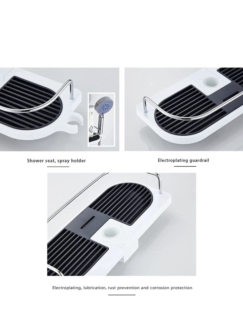 SYOSI رف تخزين الحمام، رف شواء قابل للتعديل، صندوق رف بدون ثقب، طبق رفع الحمام، طبق صابون متعدد الوظائف، حامل شامبو وجل استحمام، ملحقات دش قابلة للتثبيت (18-25مم) - Image 4