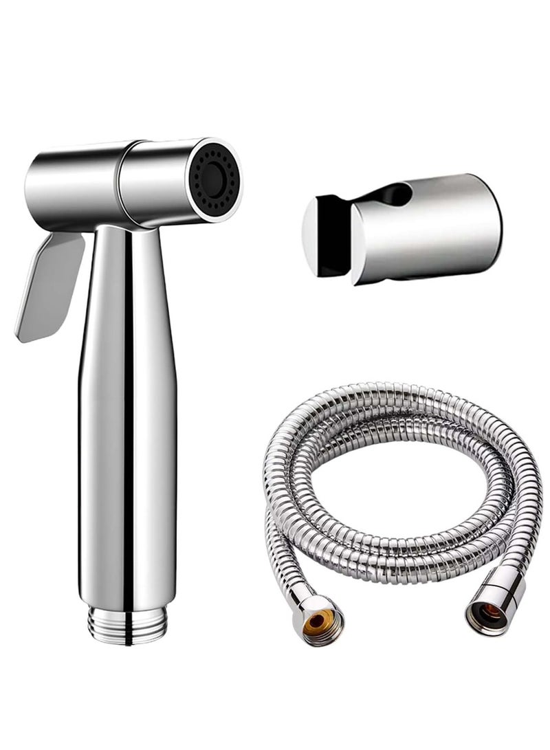 Wedmax Stainless Steel Handheld Bidet Sprayer, Shower Head with 49 Inch Hose and Bracket Holder - Image 1