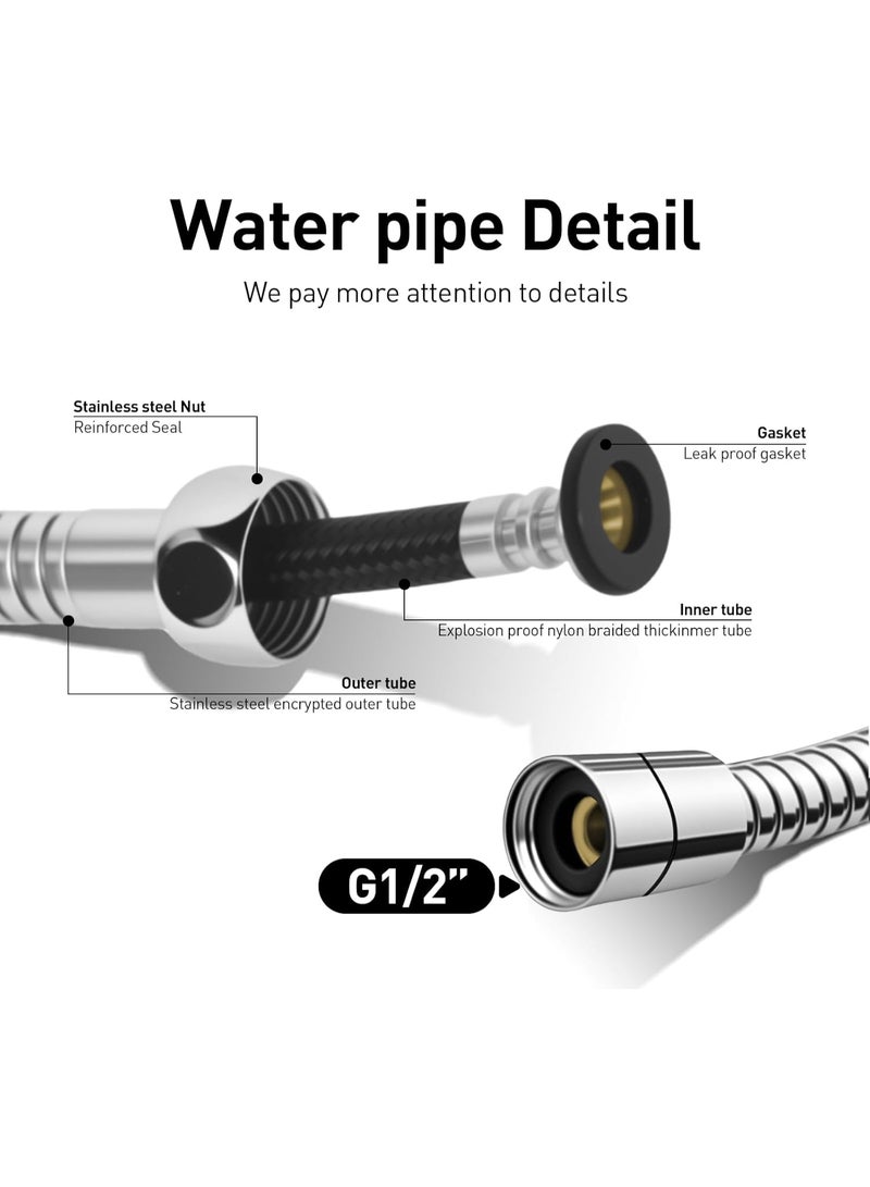Wedmax Stainless Steel Handheld Bidet Sprayer, Shower Head with 49 Inch Hose and Bracket Holder - Image 2