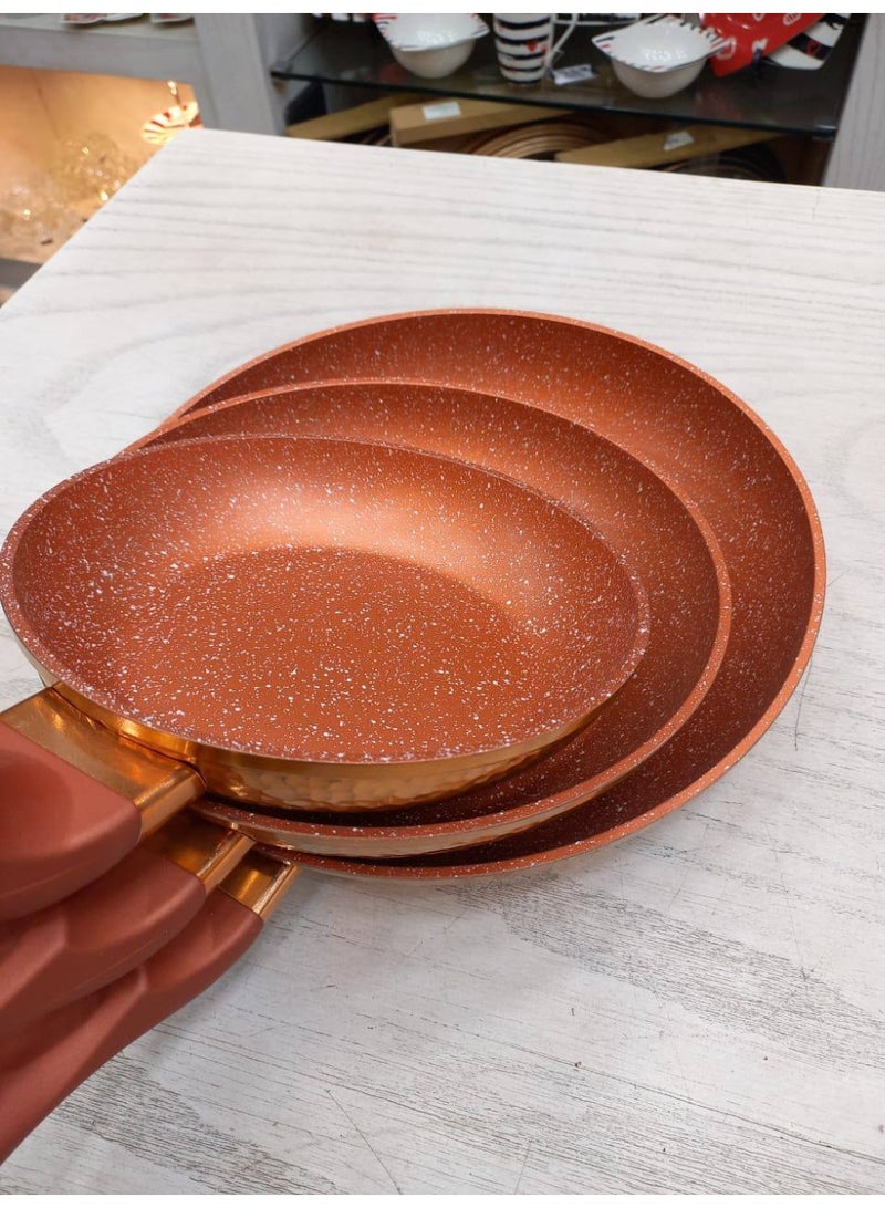 طقم الطاسات الذهبي 3 قطع مقاسات: 20 / 24 / 28 سم - Image 1