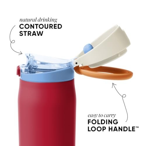 Simple Modern Mesa Loop Water Bottle with Covered Straw and Handle 30oz Cup Holder Friendly Insulated Stainless Steel Bottles for Travel Sports and School Salsa - Image 3