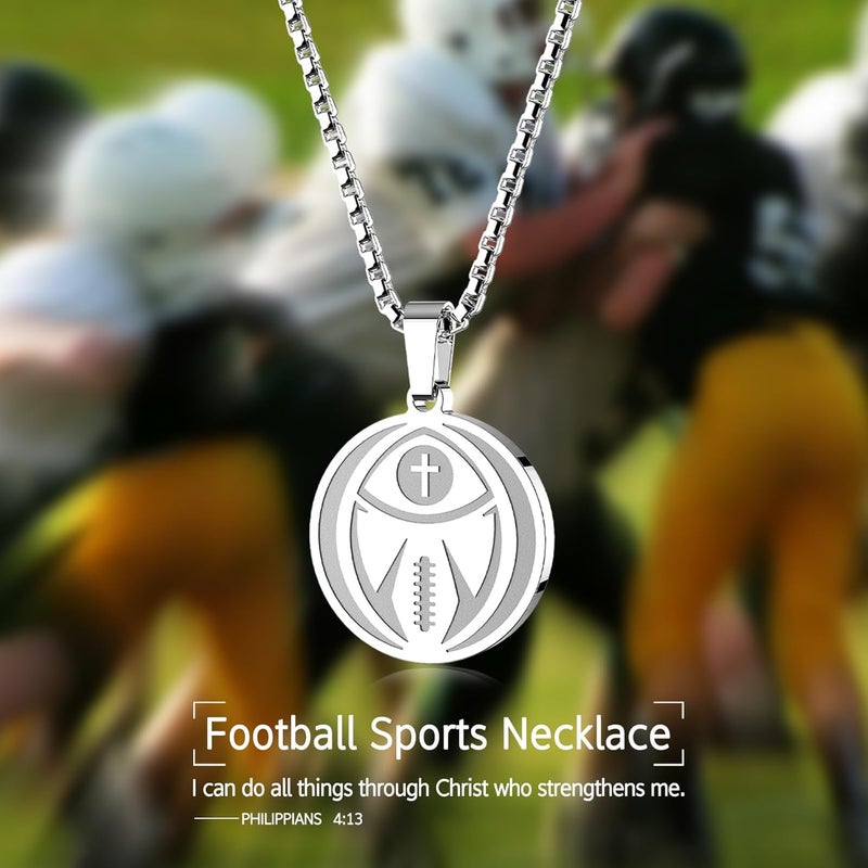 HOFOYA Sports Athletes Necklace with Inspiring Bible Quote from Phil 4:13 Baseball Basketball Football Soccer Volleyball Pendant Jewelry Gift for Men Teen boys girls,Christ Baptist gifts. - Image 1
