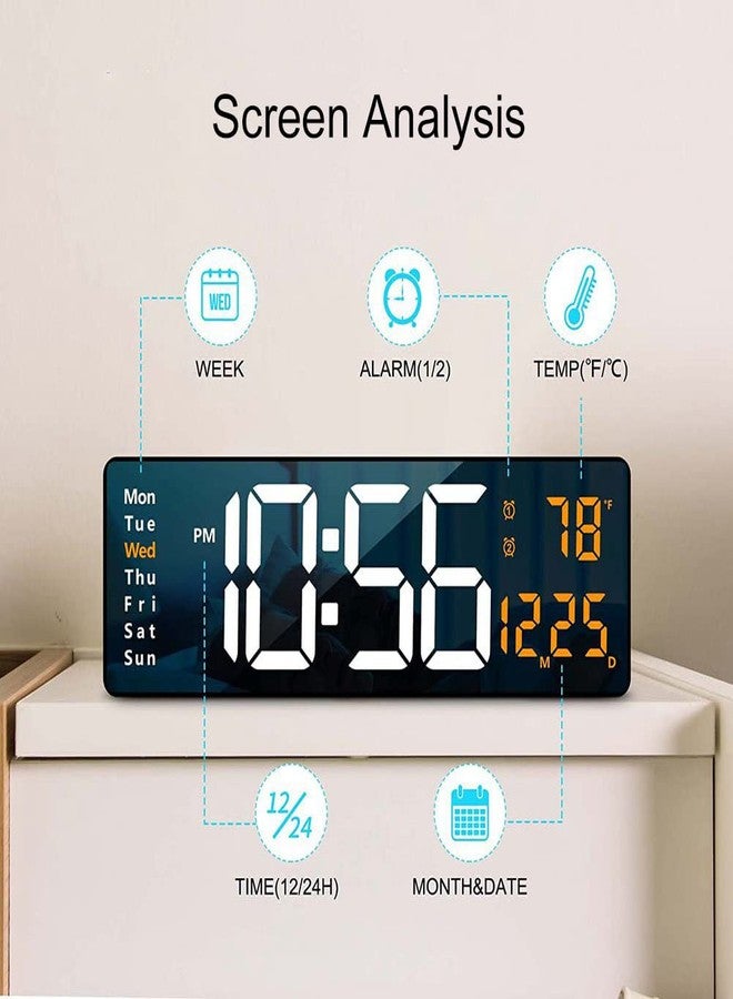 Lancoon Digital Wall Clock, 16 Inch LED Big Display with Indoor Temperature Calendar Wireless Remote Control Adjustable Brightness Charging Port for Living Room Kitchen Bedroom - Image 5