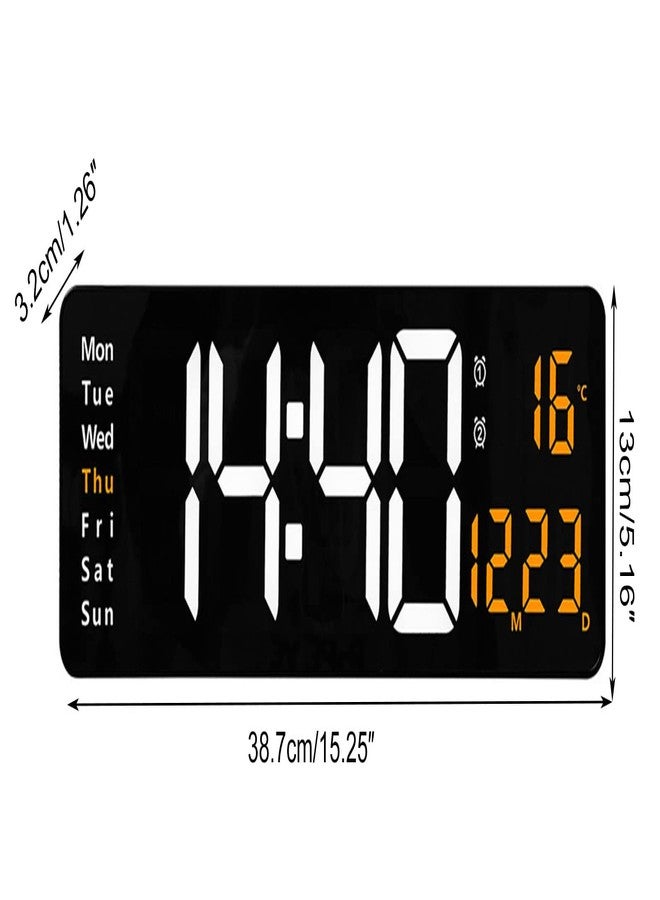 Lancoon Digital Wall Clock, 16 Inch LED Big Display with Indoor Temperature Calendar Wireless Remote Control Adjustable Brightness Charging Port for Living Room Kitchen Bedroom - Image 2
