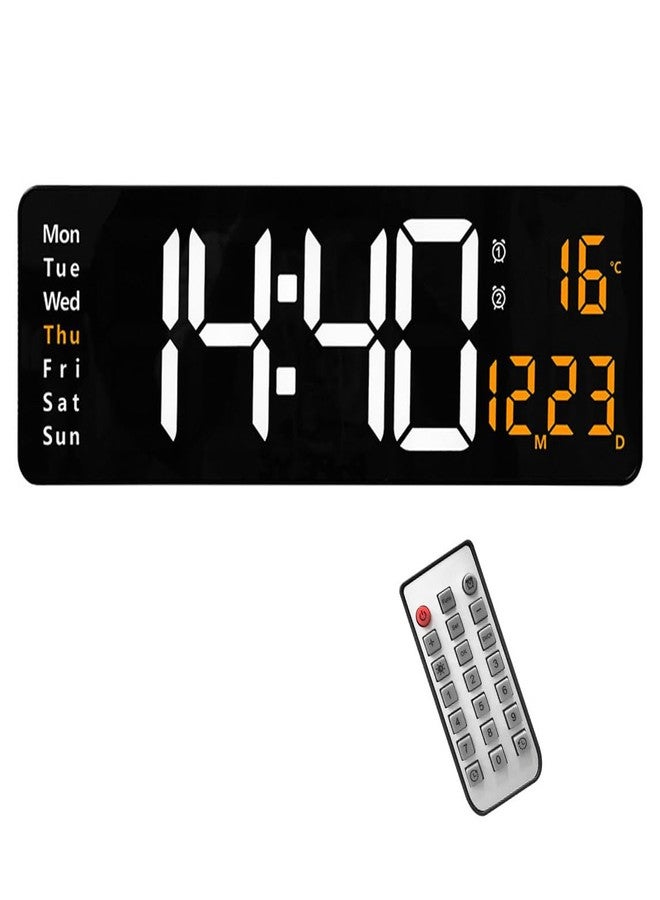Lancoon Digital Wall Clock, 16 Inch LED Big Display with Indoor Temperature Calendar Wireless Remote Control Adjustable Brightness Charging Port for Living Room Kitchen Bedroom - Image 1