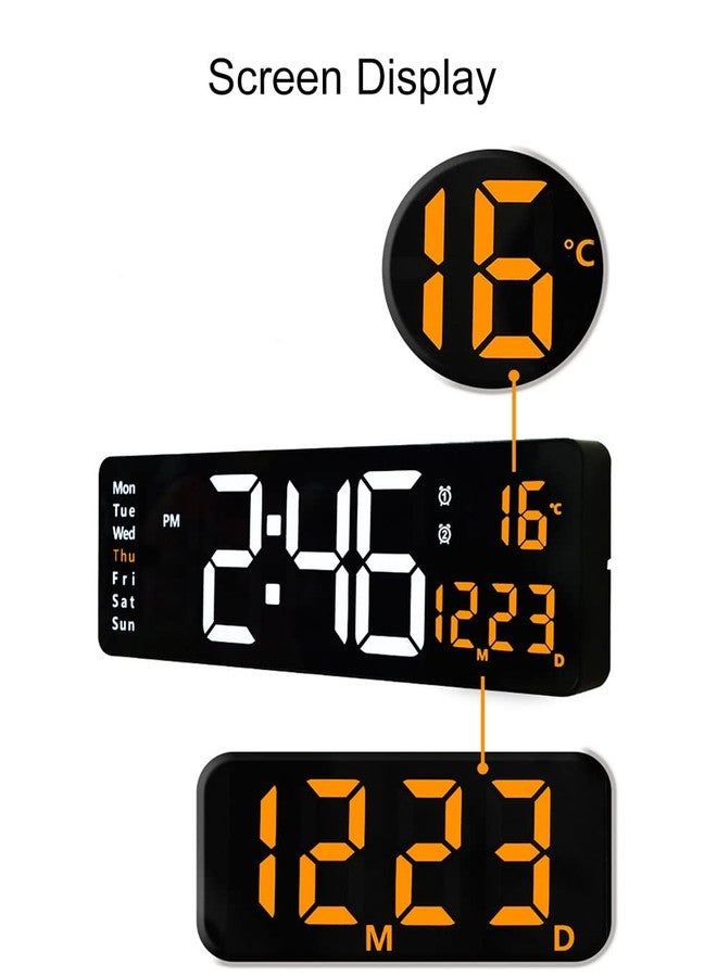 Lancoon Digital Wall Clock, 16 Inch LED Big Display with Indoor Temperature Calendar Wireless Remote Control Adjustable Brightness Charging Port for Living Room Kitchen Bedroom - Image 4