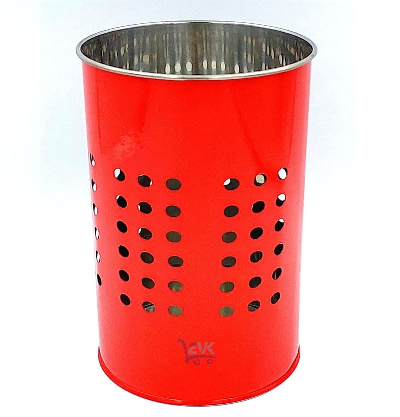 EVK® Self Draining Tableware Storage Box - Spoon, Knife, Fork, Chopstick, Stainless Steel Cutlery Holder Organizer Stand for Kitchen (EVK- Big 18X10 Dot Cutlery-RED) - Image 2