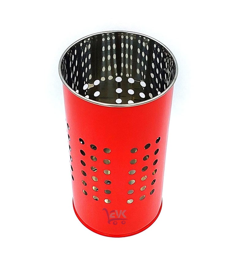 EVK® Self Draining Tableware Storage Box - Spoon, Knife, Fork, Chopstick, Stainless Steel Cutlery Holder Organizer Stand for Kitchen (EVK- Big 18X10 Dot Cutlery-RED) - Image 3
