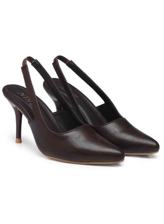 GNIST GNIST Plain Pointed Toe Stiletto Heel Slingback Shoes  - Image 4
