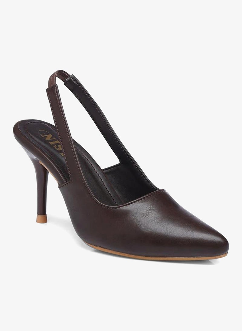 GNIST Plain Pointed Toe Stiletto Heel Slingback Shoes - Image 2
