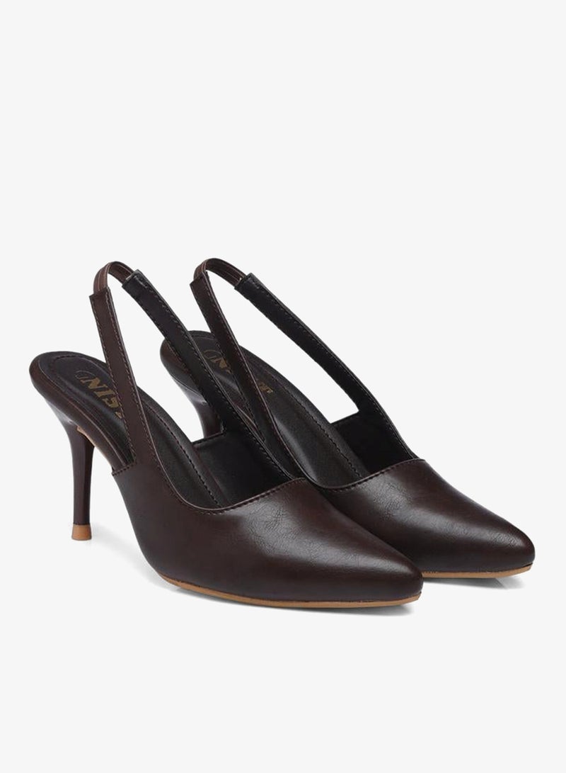 GNIST Plain Pointed Toe Stiletto Heel Slingback Shoes - Image 4