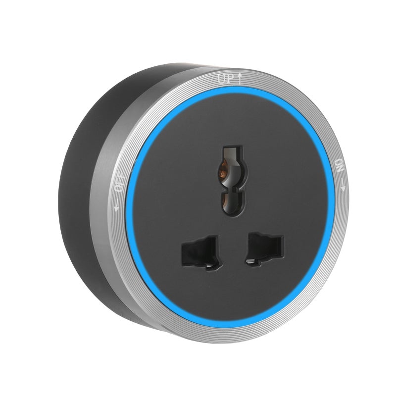 Universal 3-Pin Track Sockets Power Sockets Adapter Power Track Socket Outlet Versatile Electric Mobile Track Socket Slidable Wall Outlet with Blue LED Ring - Image 1