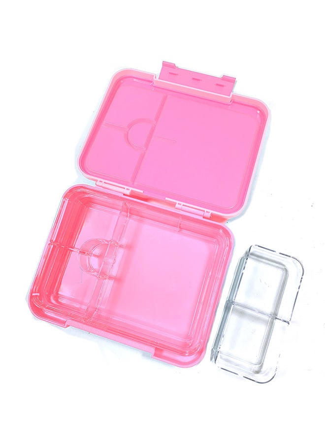 Eazy Kids صندوق غداء بنتو قابل للتحويل 6 و 4 مع حقيبة غداء، مجموعة ملعقة وشوكة - وردي لامع - Image 4