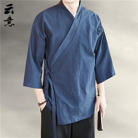 Summer Lightweight Kimono-Style Mens Cardigan navy blue 906