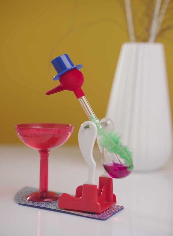 MANGO PIE Rangoli Drinking Bird Science Toy | Classic Dippy Bird Perpetual Motion Desk Showpiece with Cup | Pink Single (2) - Image 2